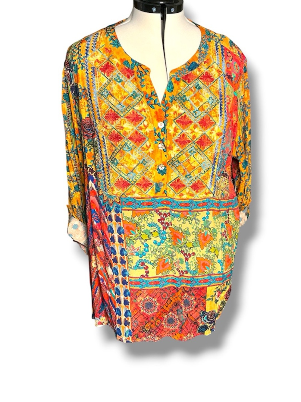 John Mark embroidered bohemian floral tunic top - Picture 3 of 10